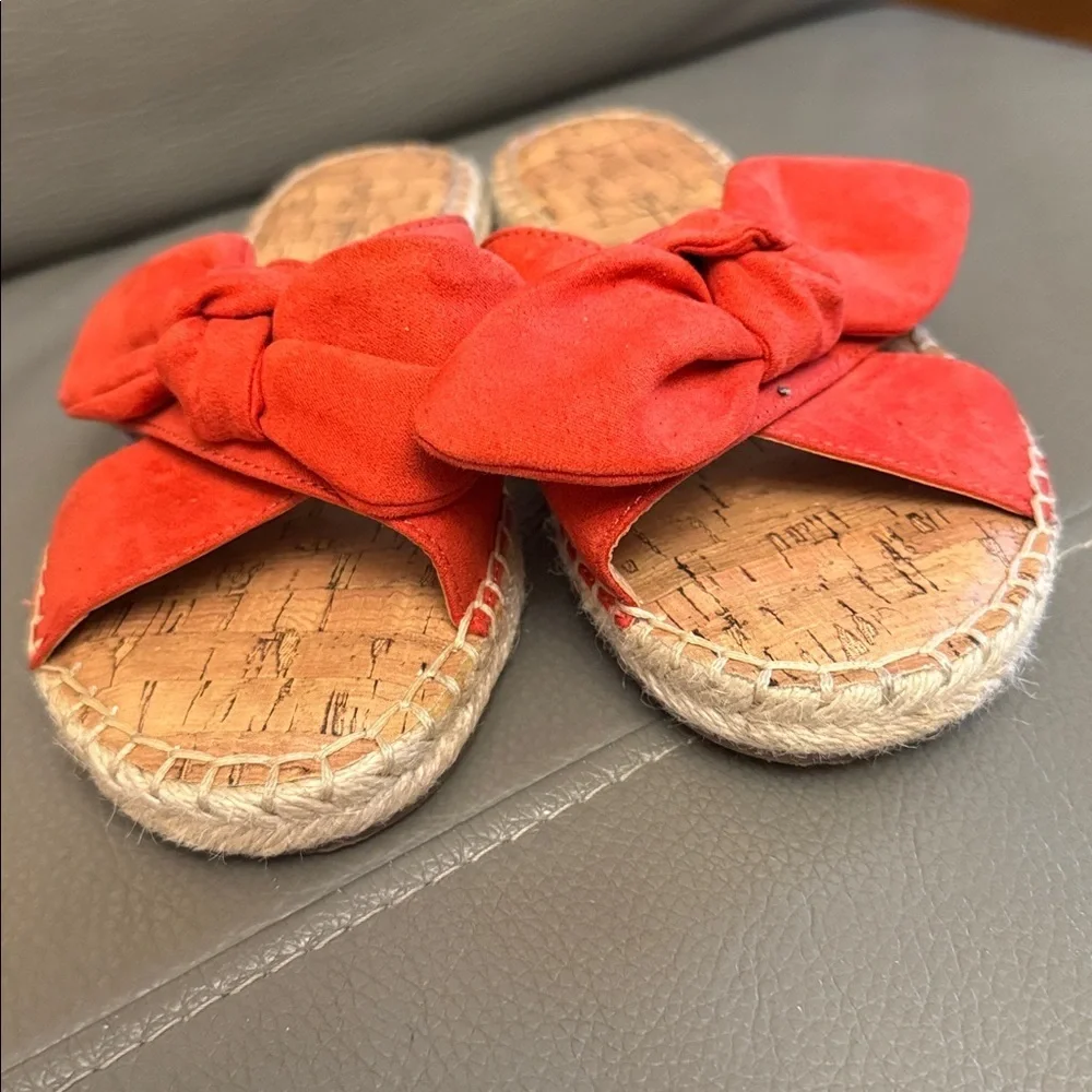 Nine West Bellah Red Espadrille Slide Sandals size 7.5M
